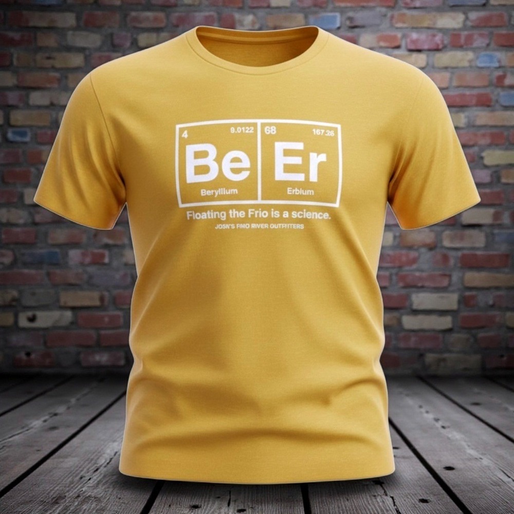 Josh's Frio River Outfitters Mens Beer Periodic Table Graphic T-Shirt Yellow XXL